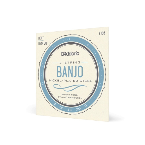 D′Addario EJ60 5-String Banjo, Nickel, Light, 9-20