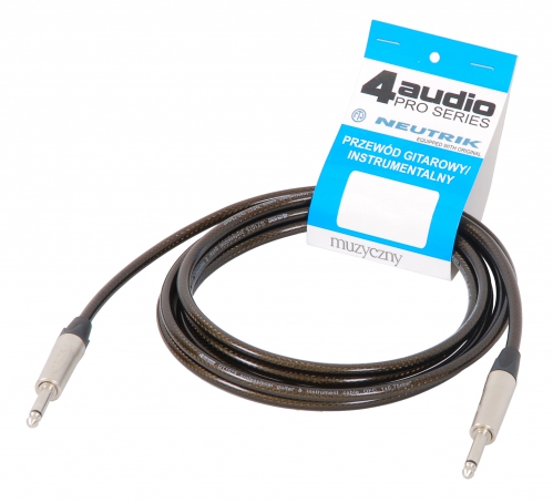 4Audio GT1075 3m guitar cable 2 x male 1/4″ Neutrik jack connector
