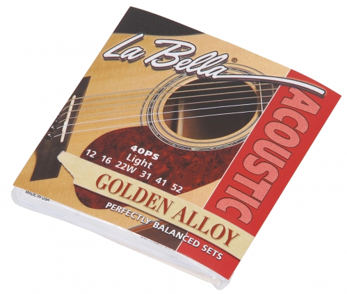 LaBella 40PS Golden Alloy Acoustic Guitar Strings 12-52 (light)