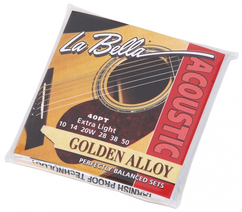LaBella 40PT Golden Alloy Acoustic Guitar Strings 10-50 (extra light)