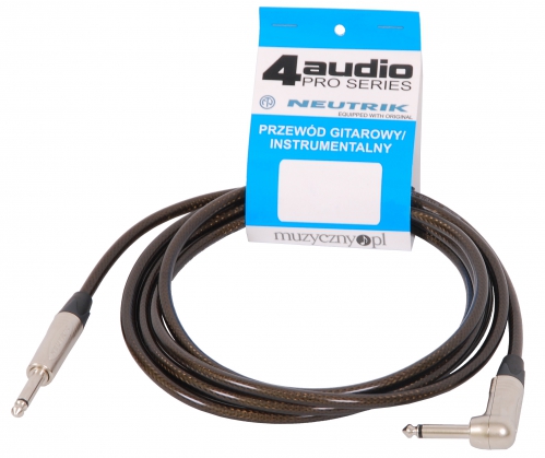 4Audio GT1075 4.5m guitar cable 1 straight and 1 angle Neutrik jack