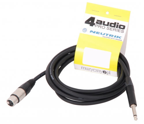4Audio MIC2022 3m unbalanced audio cable female XLR - jack TS black (Neutrik) 4Audio MIC2022 3m unbalanced audio cable female XLR - jack TS black (Neutrik)