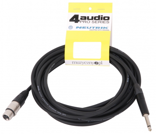 4Audio MIC2022 6m unbalanced audio cable female XLR - jack TS black (Neutrik) 4Audio MIC2022 6m unbalanced audio cable female XLR - jack TS black (Neutrik)