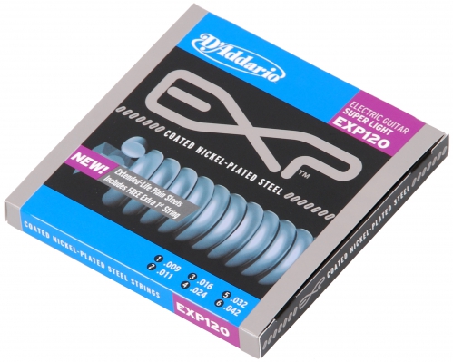 D′Addario EXP120 Coated Nickel Wound, Super Light, 9-42 Electric Guitar Strings