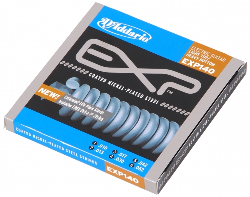 D′Addario EXP140 Coated Nickel Wound, Light Top/Heavy Bottom, 10-52 Electric Guitar Strings