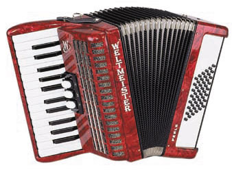 Weltmeister Perle 26/48/II/3 accordion (small keys), red