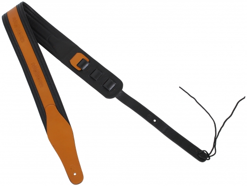 Stagg SLPL 56 NAT/BLK Leather guitar strap, width 6,5 cm