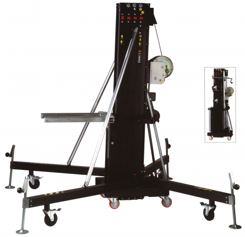 Fantek T-108 PA Truss Lift - crank-stand for lights to line array systems, black, 6m/350kg