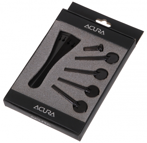 AN Violin Pegs, Tailpiece, Endbutton Set 4/4 a la Hill heart ebony, black ball