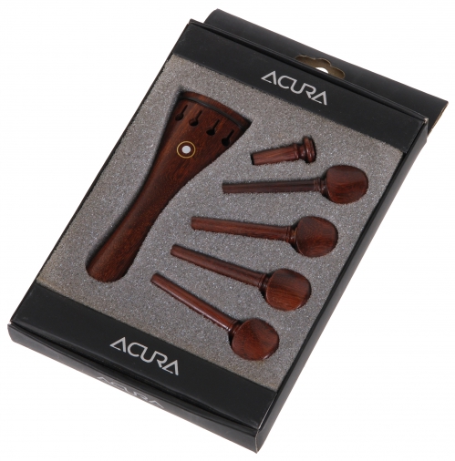 AN Violin Pegs, Tailpce, Endbutton Set 4/4 a la Schweizer rosewood, parisian eye