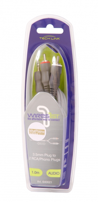 Techlink 640021 3.5mm jack to 2x phono cable 1m Techlink 640021 3.5mm jack to 2x phono cable 1m