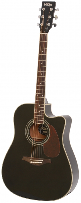 Vintage VEC500BK Electro-Acoustic Guitar, Black