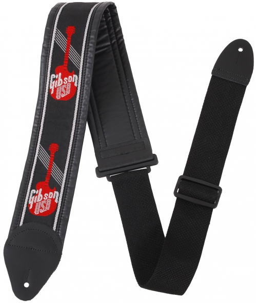 Gibson GG 700 3″ Red Woven Strap with Gibson Logo – Guitar Strap