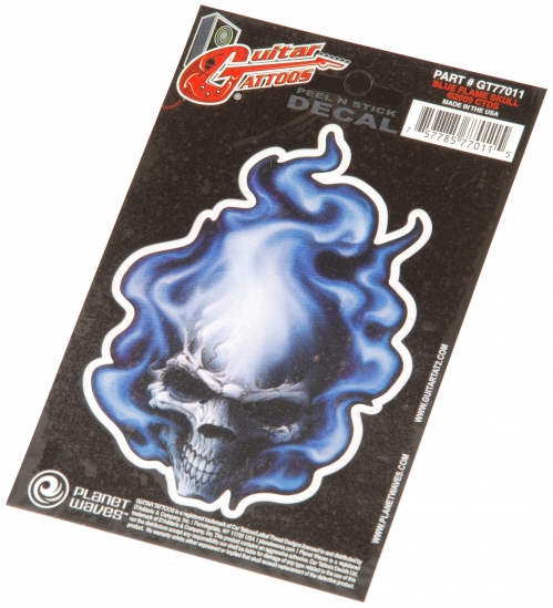 Planet Waves Guitar Tattoo – Blue Flame Skull