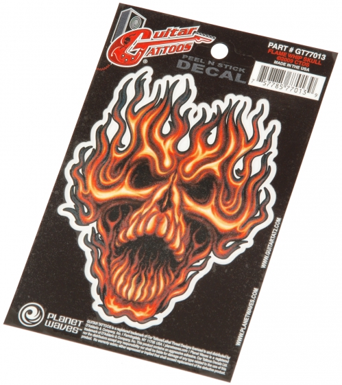 Planet Waves Guitar Tattoo – Flame Whip Skull