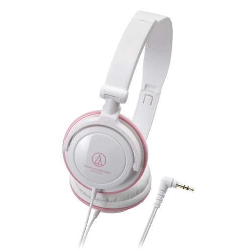 Audio Technica ATH-SJ11 Headphones, White-Pink