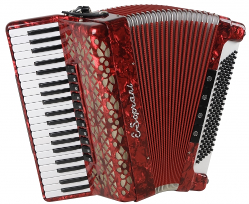 E.Soprani 124 KC 41/4/11+M 120/5/4 Musette accordion (red)