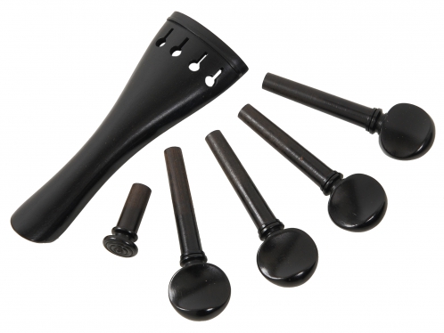 AN violin tailpiece set 4/4 a la Schweizer ebony, Economy Line