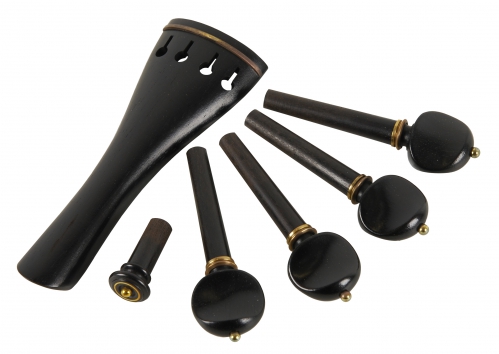 AN violin tailpiece set 4/4 a la Schweizer ebony, gold ball