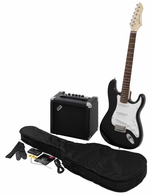 VGS RC-100 black electric guitar, set