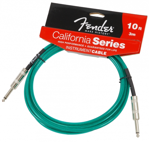 Fender California Lake Placid Green 10ft guitar cable 3m, green