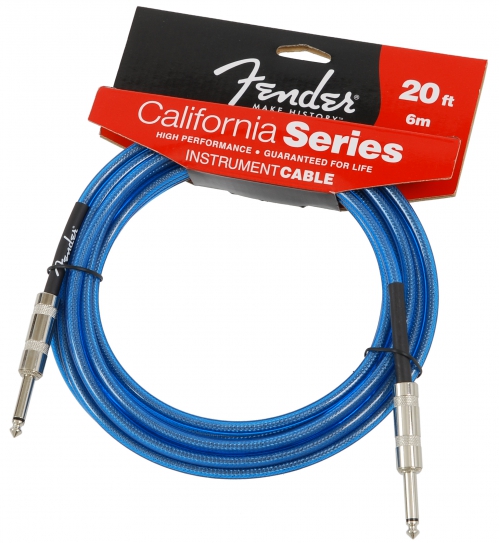 Fender California Lake Placid Blue 20ft guitar cable, 6m, blue