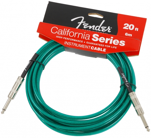 Fender California Surf Green 20ft guitar cable, 6m, green