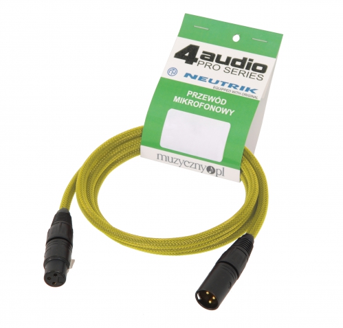 4Audio MIC2022 1.5m microphone cable Stealth Yellow XLR - XLR (Neutrik, gold plated)