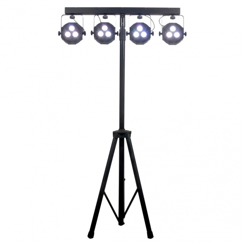 American DJ Mega TRI38 Sys - 4 LED RGB reflectors + wireless foot controller + tripod + case + covers