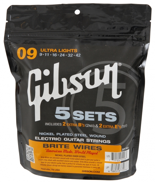 Gibson SVP 700UL Brite Wires Electric Guitar Strings 5 Sets (9-42)