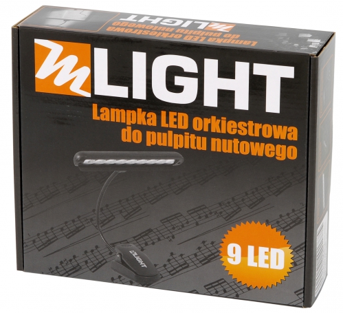 MLight FL-09A 9LEDs lampka diodowa orkiestrowa z pokrowcem (baterie/zasilacz)
