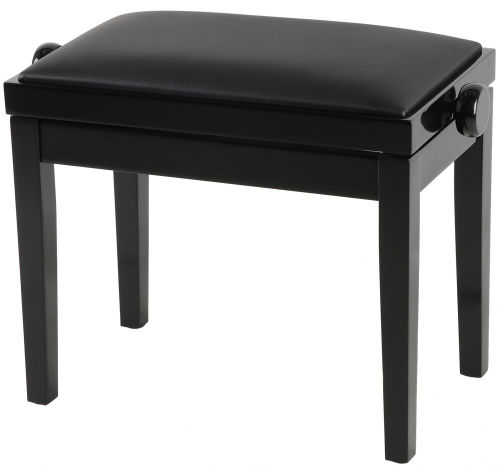 Grenada BG27 piano bench, black gloss, black leather upholstery