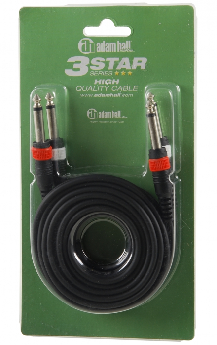Adam Hall 3 Star Series - Audio Cable 2 x 6.3 mm Jack mono to 2 x 6.3 mm Jack mono 3 m