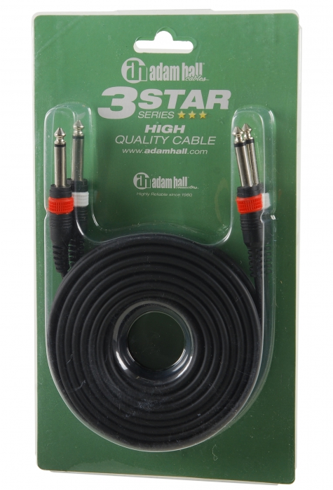 Adam Hall 3 Star Series - Audio Cable 2 x 6.3 mm Jack mono to 2 x 6.3 mm Jack mono 6 m