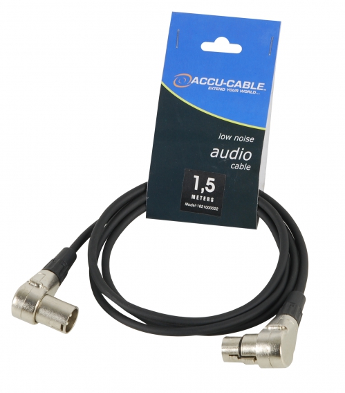 Accu Cable 3 pin DMX cable,  110 Ohm, 1,5m, angled connectors