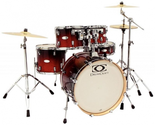 DrumCraft 4-20 Fusion DRF drum set (Deep Red Fade) + Roadcase Fusion Set