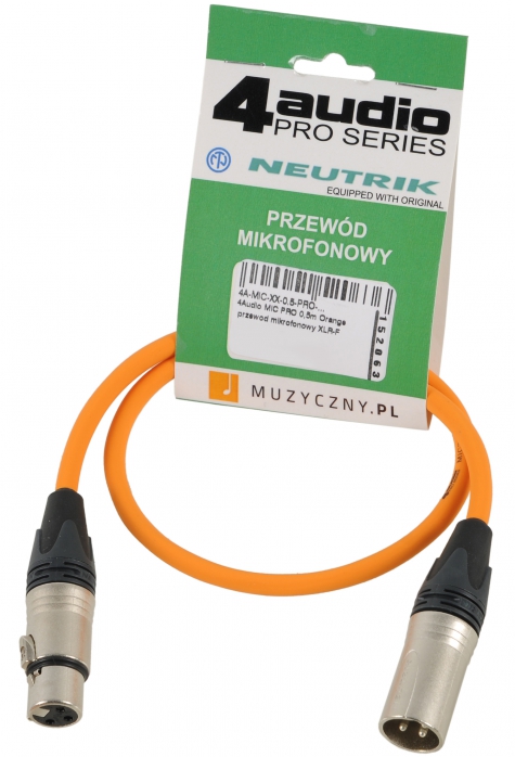 4Audio MIC2022 PRO Orange 0,5m microphone cable XLR-F XLR-M Neutrik