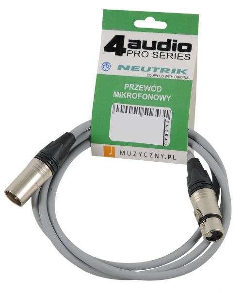 4Audio MIC2022 PRO Grey 1,5m microphone cable XLR-F XLR-M Neutrik