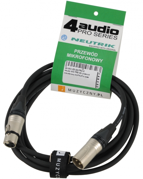 4Audio MIC2022 PRO 3m microphone cable XLR-F XLR-M with band, Neutrik