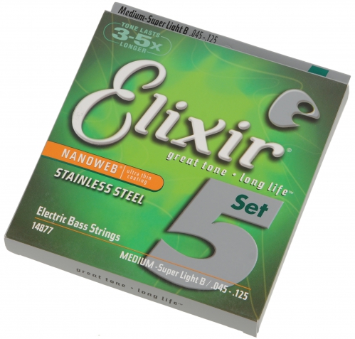 Elixir 14877 NW Long Scale bass guitar strings, 45-125, steel
