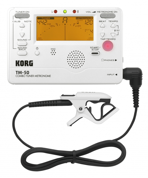 Korg TM-50C Pearl White Metronome/Tuner + Contact Microphone