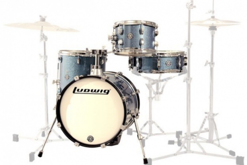 Ludwig Breakbeats Shell Pack LC179X023 (Azure Blue Sparkle) drum kit with covers