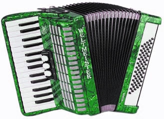 Weltmeister Rubin 30/60/II/3 accordion (small keys), green