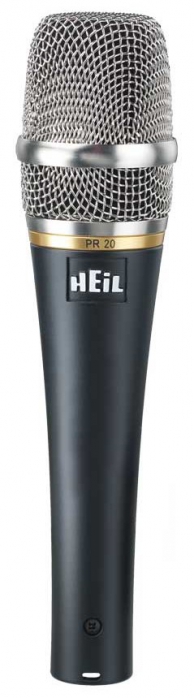 Heil Sound PR 20 dynamic microphone with black and gold screens
