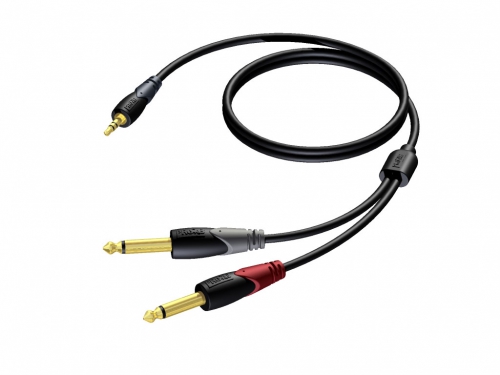 Procab CLA713/1.5 – Mini Jack Male Stereo to 2x Jack Male Cable (1.5 m)