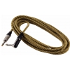 RockCable kabel instrumentalny - angled TS (6.3 mm / 1/4), braided cloth mantle, gold - 6 m / 19.7 ft.
