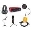 Crono Studio 101 XLR BK RP3 - Recording Pack 3 - Zestaw Studyjny - Komplet, mikrofon wielkomembranowy + koszyk + pop filtr + 2 rodzaje statyww + interfejs USB + przewd XLR + headphones