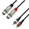 Adam Hall Cables K3 TFC 0600 Audio Cable Moulded 2 x RCA Male to 2 x XLR Female, 6 m 