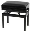 Grenada BG 5 piano bench, black gloss, black leather upholstery