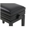 Grenada BG 5 piano bench, black gloss, black leather upholstery